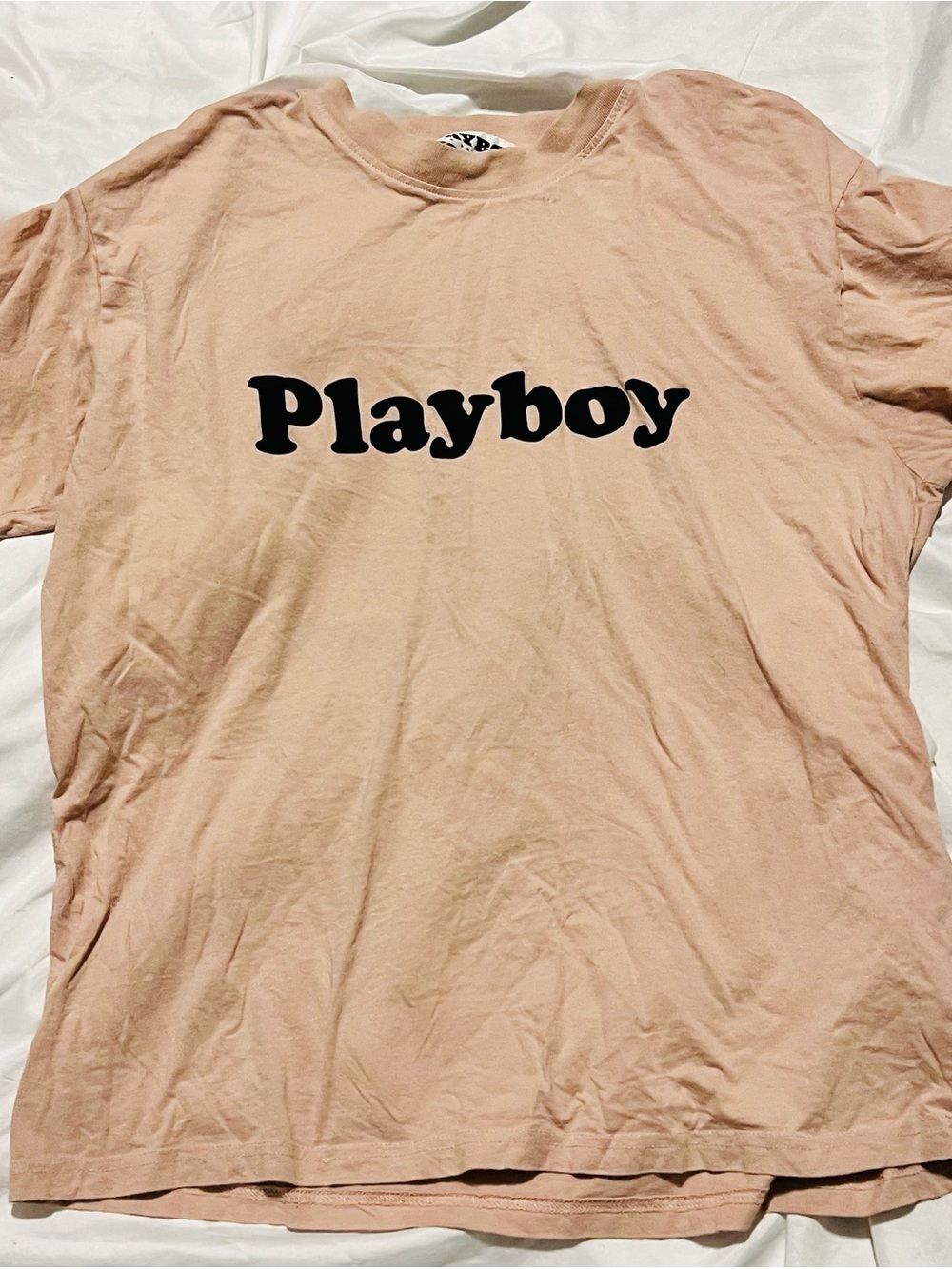 PLAYBOY Soft Peach Short Sleeve Tee with Black Logo size M
